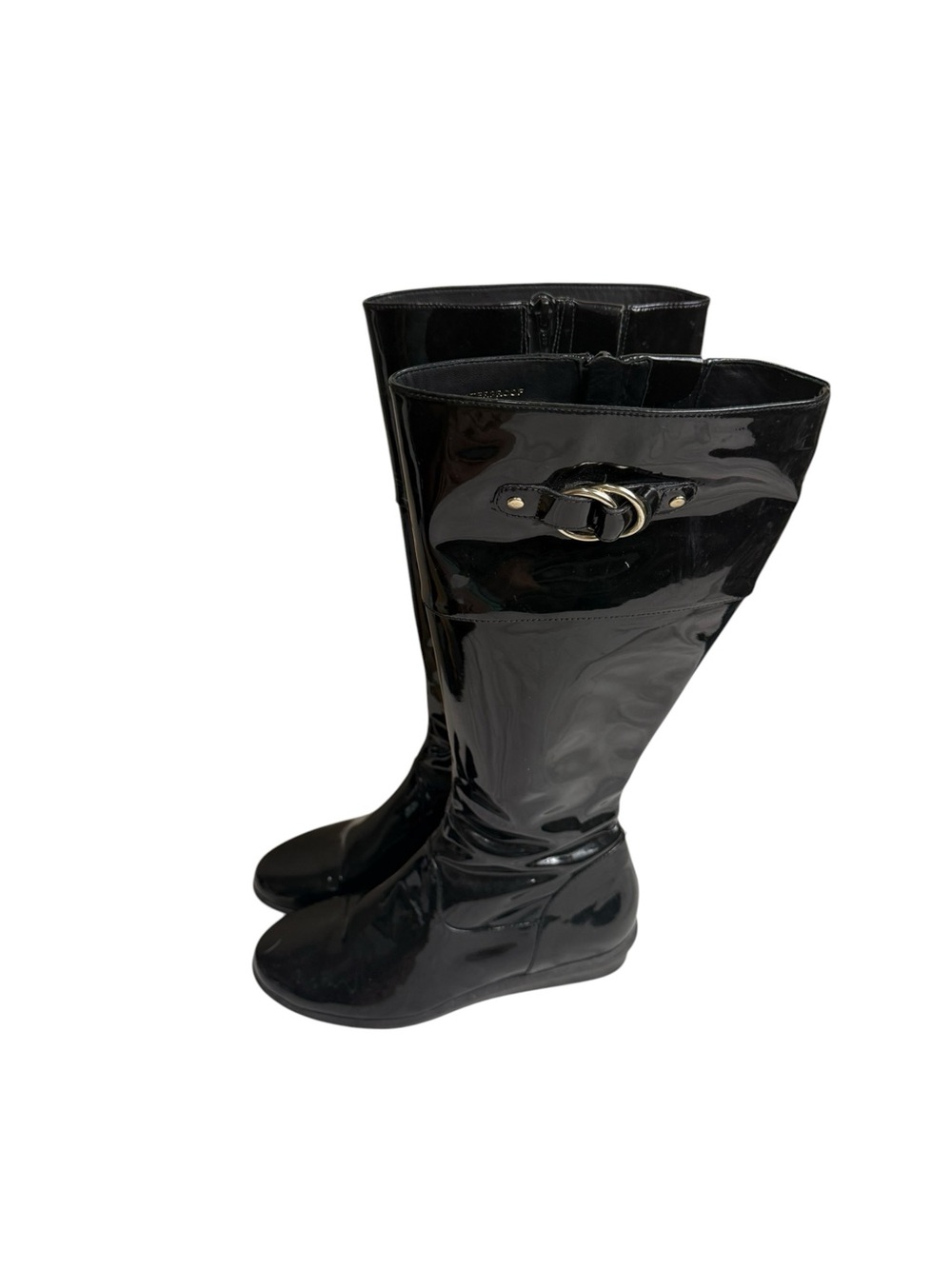 Cole Haan Black Patent Knee Boots with Buckle Accent size 6 - Picture 3 of 13